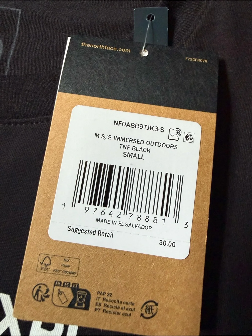 The North Face Black Short-Sleeve Tee with Blue Globe Graphic